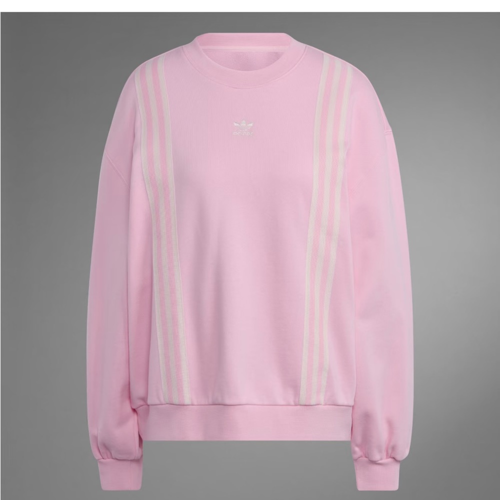 adidas Originals Pink Crew Sweatshirt with White Stripe Accents